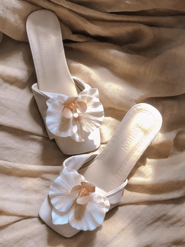 Elegant Flower Heel Slippers
